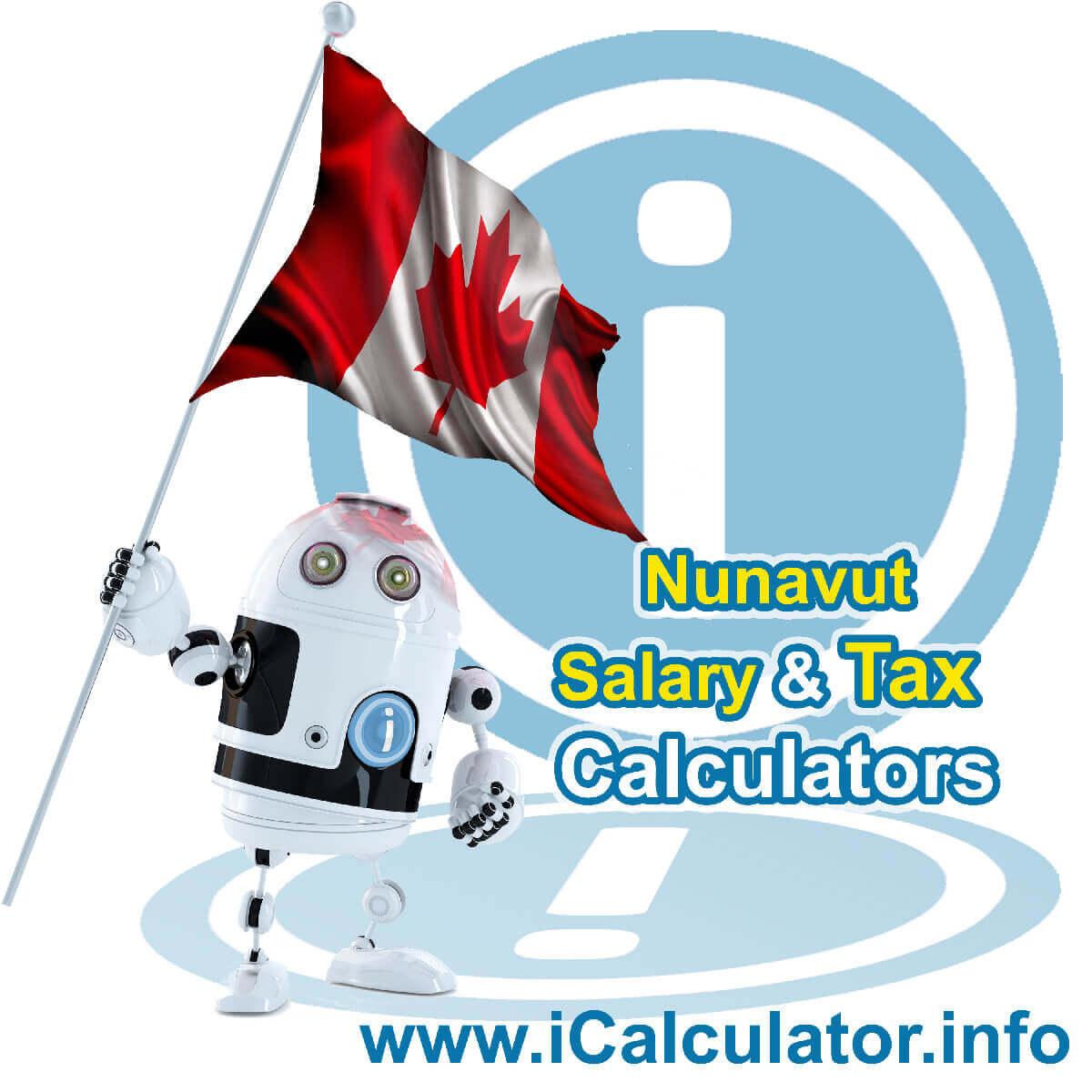 Nunavut 2022 Salary Comparison Calculator. This image shows the Nunavut flag and information relating to the tax formula used in the Nunavut 2022 Salary Comparison Calculator