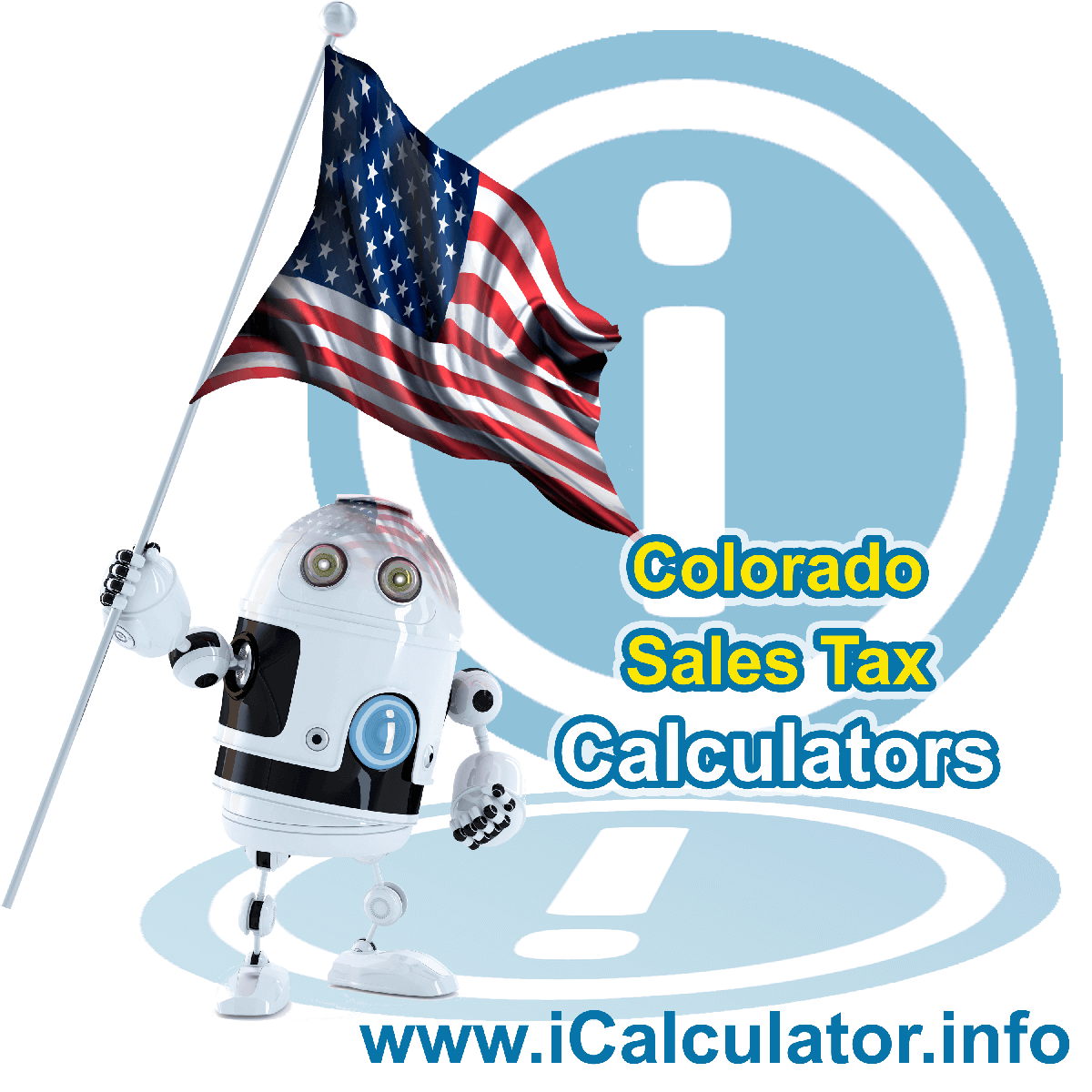 Evans Sales Rates: This image illustrates a calculator robot calculating Evans sales tax manually using the Evans Sales Tax Formula. You can use this information to calculate Evans Sales Tax manually or use the Evans Sales Tax Calculator to calculate sales tax online.
