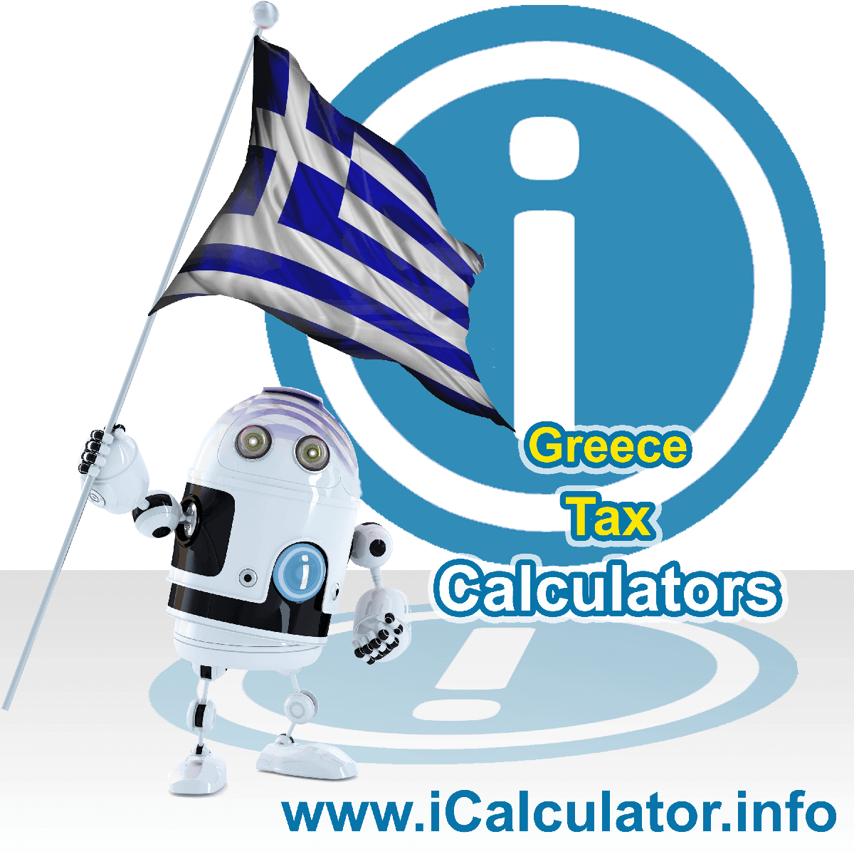 Greece Wage Calculator. This image shows the Greece flag and information relating to the tax formula for the Greece Tax Calculator