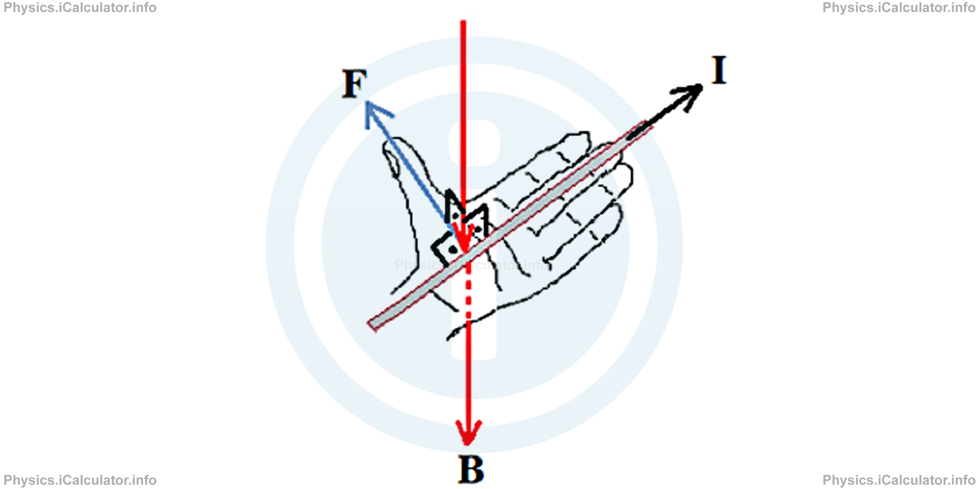 Physics Tutorials: This image provides visual information for the physics tutorial Magnetic Force on a Current Carrying Wire. Ampere's Force 
