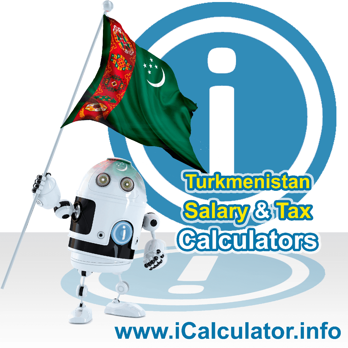 Turkmenistan Salary Calculator. This image shows the Turkmenistanese flag and information relating to the tax formula for the Turkmenistan Tax Calculator